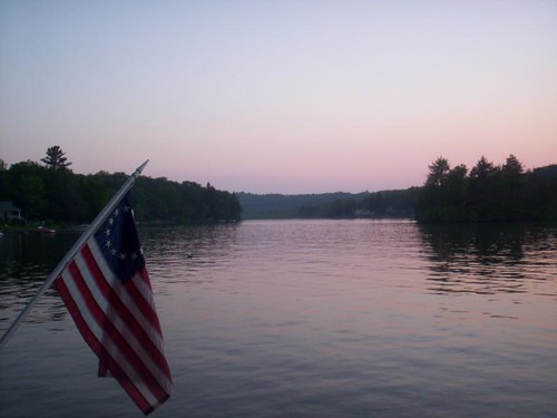 sunset flag american lakeariel colorfulwater