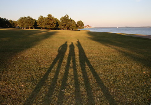 park sunset selfportrait green nature water grass fun three shadows earth south stretch southern land resevoir jacksonms