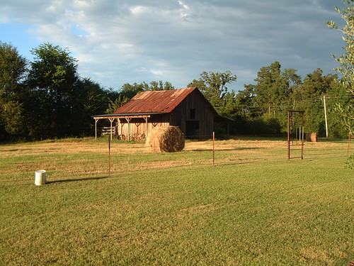 barn evening sunset hay field