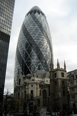 UK - London - The City: 30 St. Mary Axe and St. Andrew Undershaft Church