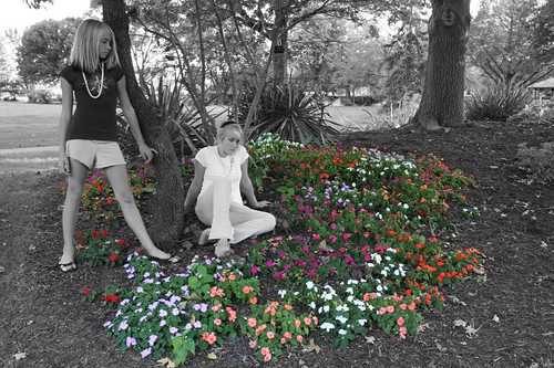 girls blackandwhite flower nature girl photoshop cutout landscape teenager marissa meagan impatiens selectivecolor sheltergardens canoneos5d challengeyouwinner