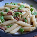 Broad Beans, pasta & bacon