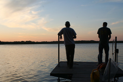 sunset lake minnesota clouds fishing dock grandrapids