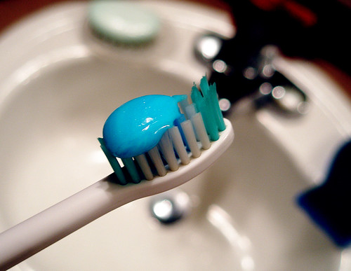 toothbrush w/ paste