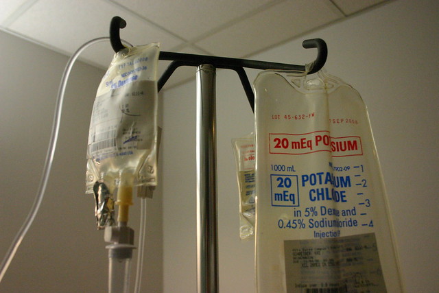 Saline drips in foreign hospital