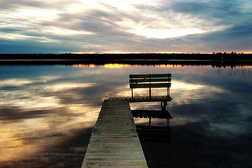 sunset lake water reflections michigan badge upperpeninsula ricelake pleasantlytilted