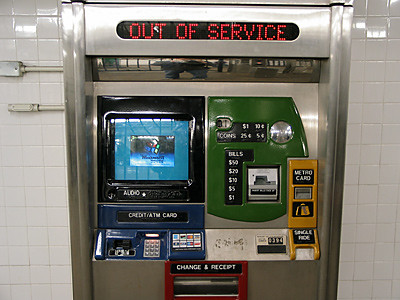 Crashed MTA metrocard vending machine