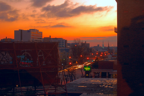 city urban orange sunrise dawn kentucky louisville