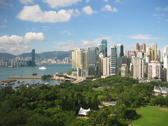 Victoria Park and buildings, viewed from Parklane hotel, Hong Kong