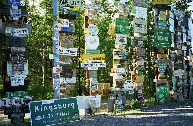 Florida to Alaska on Bicycle (#116) August 14, 1997: Sign Post Forrest