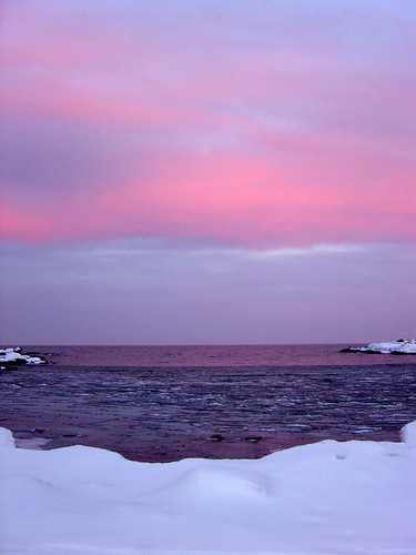 pink winter sunset lake snow ice point cove north superior lodge shore mn allensphotography