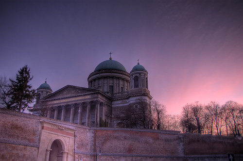 sunset cathedral perspective hdr esztergom