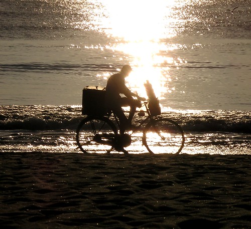 sunset sea vacation india reflection beach bicycle silhouette geotagged kerala geo:lat=10420245 geo:lon=76081975 gettyvacation2010