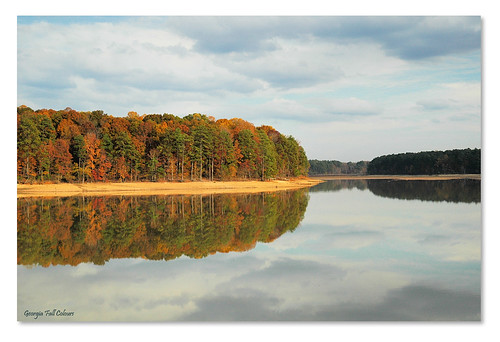 autumn trees red orange brown lake reflection fall yellow clouds landscape gold abigfave faorest