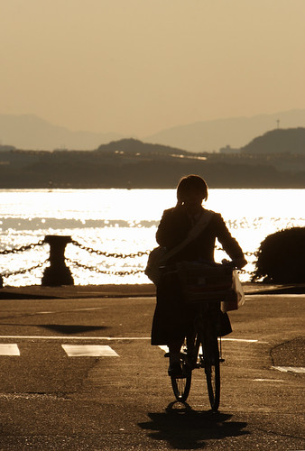 sunset woman girl bicycle silhouette japan geotagged bay 日本 fukuoka kitakyushu wakamatsu 福岡 少女 シルエット 女性 福岡県 北九州 dokai mrhayata geo:lat=339027444 geo:lon=1308146306