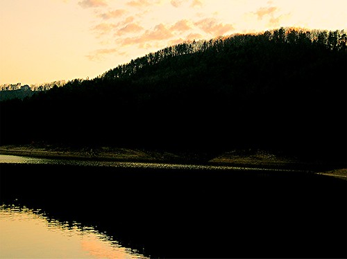 sunset mountain lake reflection water georgia redtop cartersville allatoona
