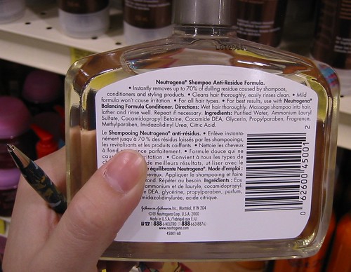 shampoo bottle ingredients