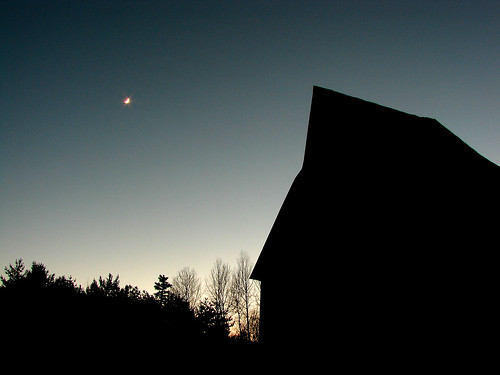 christmas trees sunset moon home barn holidays michigan 2006 westbranch