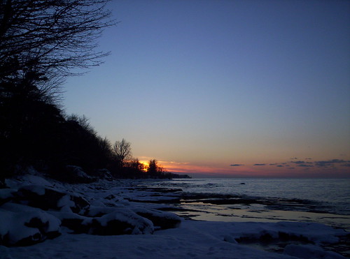 sunset lake snow weather