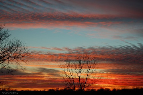 trees sunset sky clouds ripple kansas