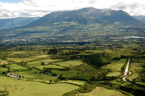 road green clouds landscape volcano ecuador fields
