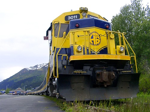 blue vacation usa mountain green station yellow alaska train geotagged railway mapprinclude railways seward alaskarailroad cruisair geo:lat=60117908 geo:lon=149438782