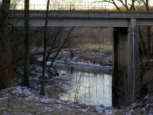 morning bridge winter snow cold reflection ice water creek sunrise river frozen stream kansascity freeze chilly samoff icey oldbridge