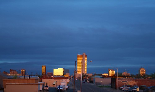 blue sunset sky reflection clouds downtown texas tx amarillo anb