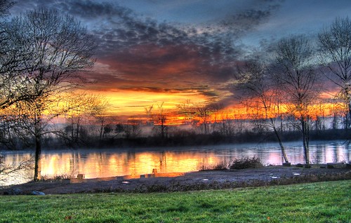 park sunset sky clouds sunrise river hdr willamette corvallis