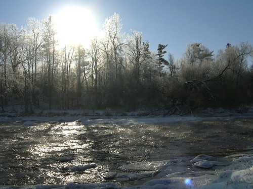 winter nature sunrise river