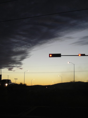 sunset intersection stoplight