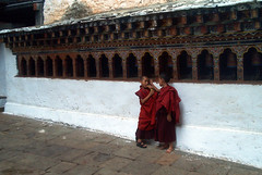 Two little monks at Punakha dzong