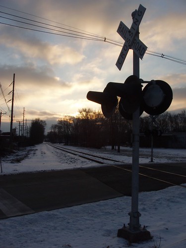 railroad sky clouds sunrise profile tracks rr