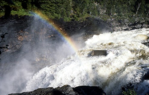 norway waterfall rainbow formofoss