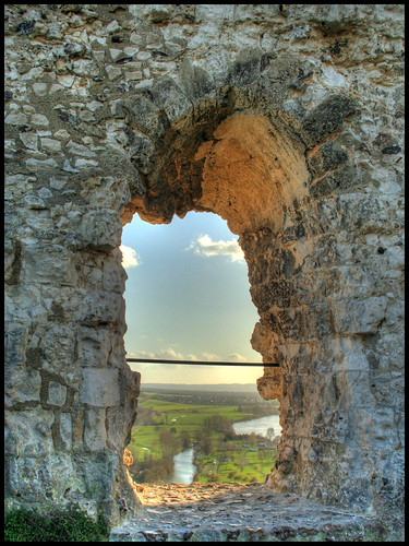 castle stone seine river ruins meadow hdr chateaugaillard