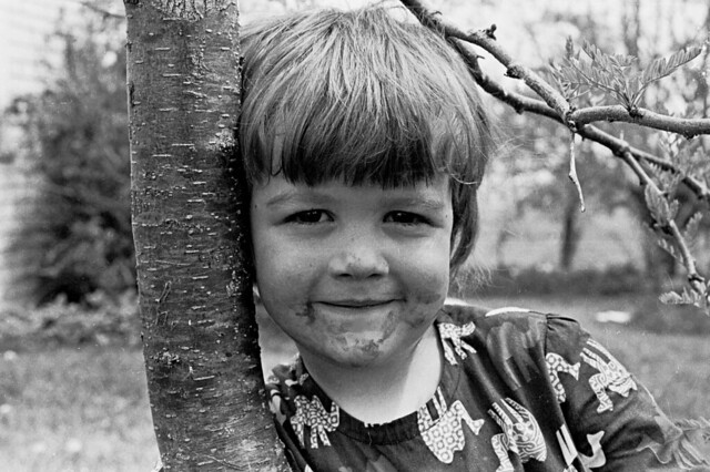 Kate by the honey locust tree, 1973