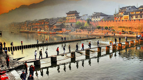 china trip travel bridge vacation reflection 20d canon photo asia flickr canon20d explore turbo 中国 hdr fenghuang hunan 中國 古城 凤凰 湖南 douban top500 鳳凰 turbophoto colorphotoaward 跳岩