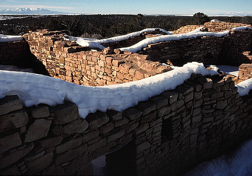 winter landscape ruins colorado scannedslide montezumacounty canyonsoftheancientsnationalmonument lowrypueblo