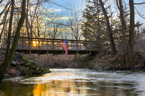 bridge sunset americanflag paintcreek digitalrebelxti