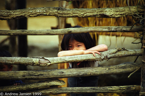 girl fence village favourite laos hmong
