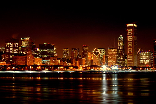 city urban chicago sports night d50 football cityscape view bears chicagoist chitowndailynews