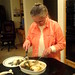 anna serving baked halibut and portabello mushrooms   DSC00055