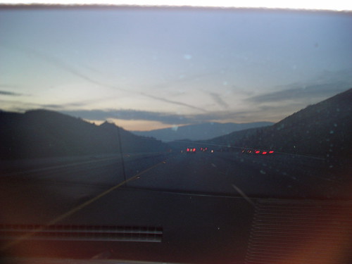 california sunset mountains reflection night lights rentalcar hwy5 latosanjose