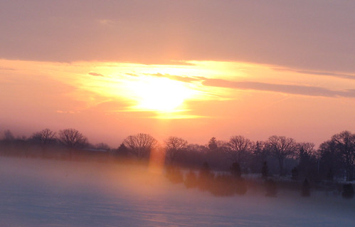 morning winter orange fog sunrise silhouettes slouds