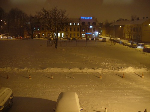 snow night dark czech panasonic czechrepublic carpark cones ostrava