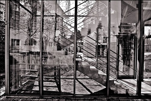 bw staircase townhall transparent glassy vitreous