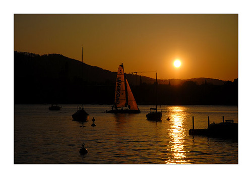 sunset over lake of Zurich