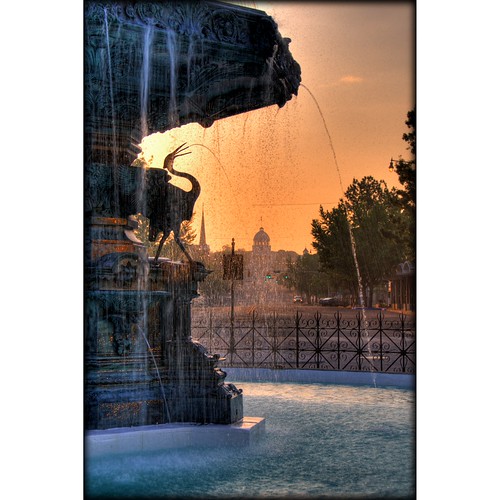 orange water fountain sunrise downtown capital alabama roundabout structure explore montgomery d200 hdr courtsquare nikonstunninggallery anawesomeshot colorphotoaward explorecover courtsquarefountain sunsurfr