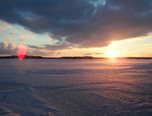 winter sunset sky lake snow ontario canada ice landscape photo outdoor unfound woodview
