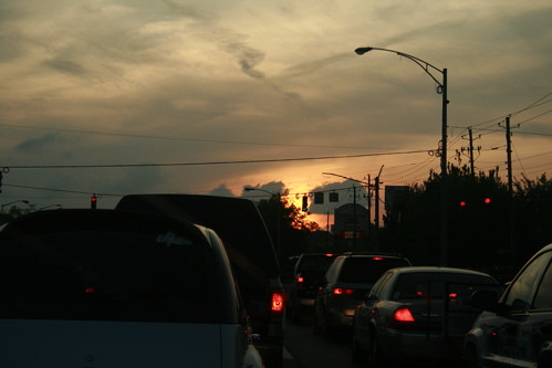 city sunset silhouette evening traffic horizon rushhour mobileal